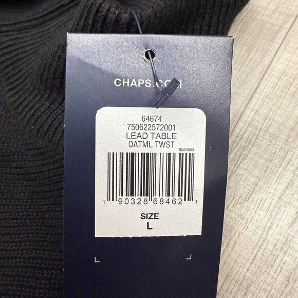 ✅ Mens L Chaps Ralph Lauren 3 Button Mockneck Fairisle Sweater Oatmeal Twist - Picture 6 of 9